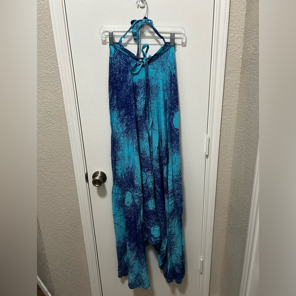 Tangerine temple blue swimsuit beach cover up one size